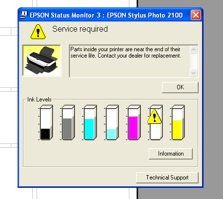 Epson printer Reset Adjustment Program